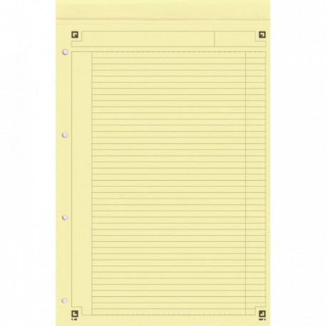 BLOC  A4+ 80G LIGNE JAUNE  PERF 4 TROUS  NOTEPAD  DÉTACHABLES 21X32 OXFORD SCRIBZEE PEFC FAB France 