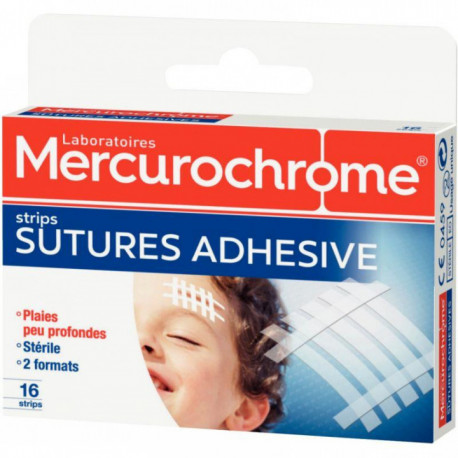 PANSEMENT SUTURE ADHÉSIF BTE16  MERCUROCHROME 