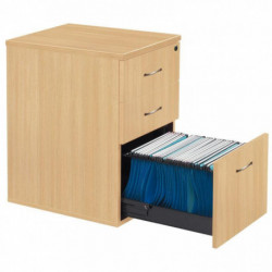 CAISSON MÉLAMINE 3 TIROIRS HAUTEUR BUREAU P60CM PLATEAU CHÊNE /POIGNÉES BLANC