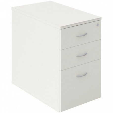 CAISSON MÉLAMINE HAUTEUR BUREAU 3 TIROIRS L43.6XP73.5XH60CM BLANC