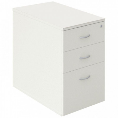 CAISSON MÉLAMINE HAUTEUR BUREAU 3 TIROIRS L43.6XP73.5XH80CM BLANC