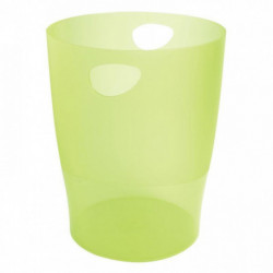 CORBEILLE VERT ANIS À PAPIER ECOBIN VERT TRANSPARENT 15L