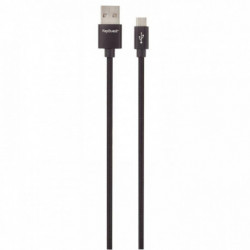 CORDON TRESSÉ EN NYLON USB 2.0 MALE/MÂLE USB A VERS MICRO USB B 1,2M NOIR