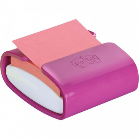 DÉVIDOIR PRO FUCHSIA AVEC BLOC DE 90 FEUILLES DE POST-IT 76 X 76 MM VERT NÉON