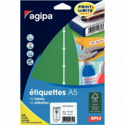 ÉTIQUETTES ** ETUI DE 120 ** ADHÉSIVES 32X70MM VERT