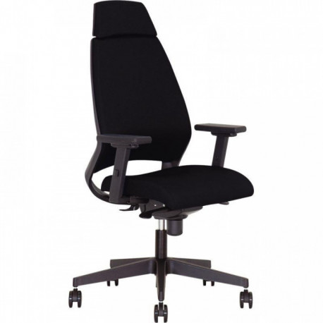 FAUTEUIL FARGO NOIR 110KG SUP .LOMBAIRE SYNCHRONE PP 70% RECYCLE