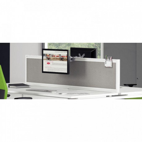 PANNEAU ÉCRAN TISSU ACOUSTIQUES L140XH40CM TISSU GRIS CHINÉ CADRES ALU