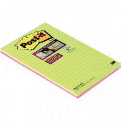 BLOC REOSITIONNABLE 127X203 LIGNEES *PQT2*NOTES SUPER STICKY 45 F.  POST IT PEFC 