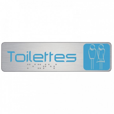 PLAQUE EN ALUMINIUM AVEC FIXATION ADHÉSIVE 4,5X17 CM TOILETTES DAMES / HOMMES