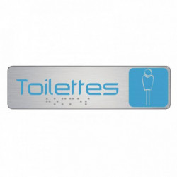 PLAQUE EN ALUMINIUM AVEC FIXATION ADHÉSIVE 4,5X17 CM TOILETTES HOMMES