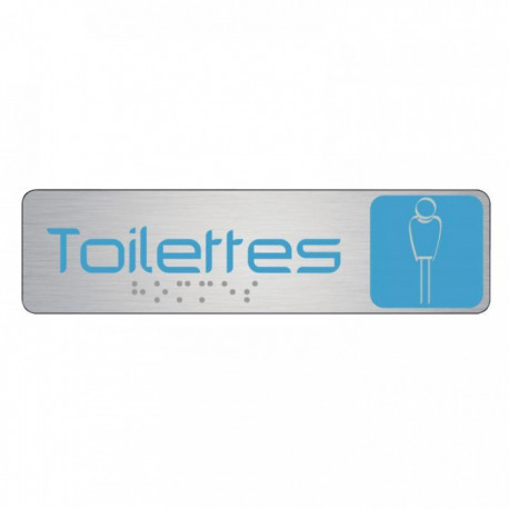 PLAQUE EN ALUMINIUM AVEC FIXATION ADHÉSIVE 4,5X17 CM TOILETTES HOMMES