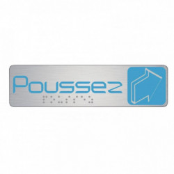 PLAQUE EN ALUMINIUM AVEC FIXATION ADHÉSIVE FORMAT 4,5X17 CM : POUSSEZ HORIZONTAL