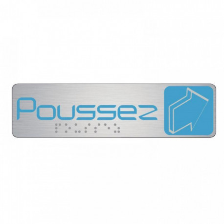 PLAQUE EN ALUMINIUM AVEC FIXATION ADHÉSIVE FORMAT 4,5X17 CM : POUSSEZ HORIZONTAL