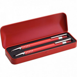 SET STYLO EN ALUMINIUM ET UN PORTEMINE ROUGE