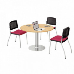 TABLE RONDE Ø120CM ÉPAISSEUR 25 PLATEAU CHÊNE CLAIR/PIÈTEMENT ALU