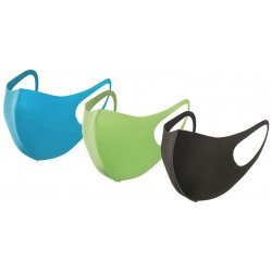 MASQUES *LOT DE 3* RÉUTILISABLES POUR ENFANTS MOUSSE POLYURÉTHANE COLORIS BLEU NOIR VERT