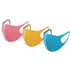 MASQUE MOUSSE POLYURETHANE LAVABLE TAILLE ENFANT LOT X3 ROSE/JAUNE/BLEU