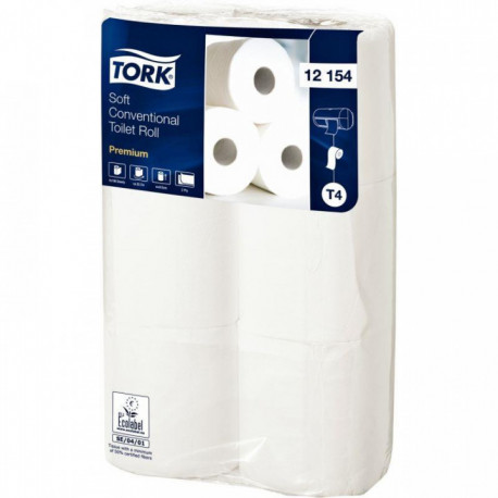 PAPIER HYGIÉNIQUE *PQT6RLX*198F 2 PLIS 9,5 x 11,5 CM PREMIUM ECOLABEL TORK (12154) TOILETTE 