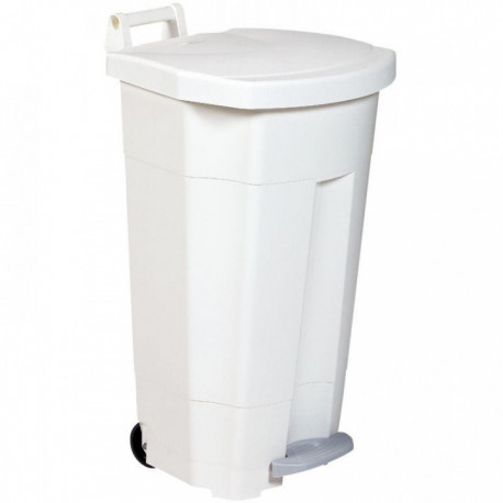 POUBELLE BOOGY MOBILE À PÉDALE PLASTIQUE 90L BLANCHE