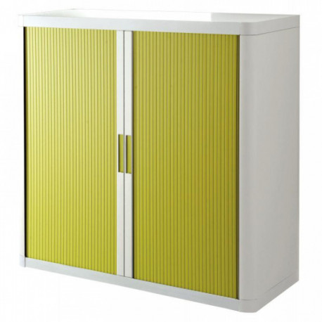 ARMOIRE A RIDEAUX H1,04m L110XP41,5EASYOFFICE BLANCHE RIDEAUX + POIGNEES VERTS E