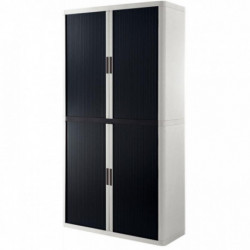 ARMOIRE A RIDEAUX H2,04XL110XP41,5EASYOFFICE BLANCHE RID. + POIG. + BAND. MILIE