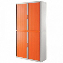 ARMOIRE A RIDEAUX H204XL110XP41,5 EASYOFFICE BLANCHE RIDEAU ORANGE + POIG. + BAN