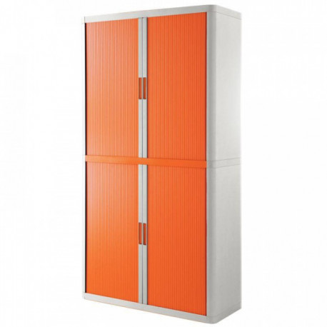 ARMOIRE A RIDEAUX H204XL110XP41,5 EASYOFFICE BLANCHE RIDEAU ORANGE + POIG. + BAN