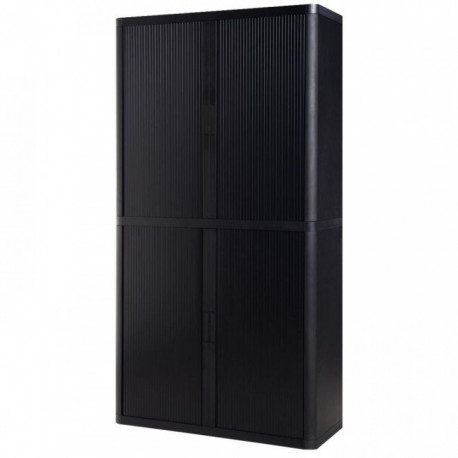 ARMOIRE À RIDEAUX 4 TABLETTES CORPS NOIR / RIDEAUX NOIR