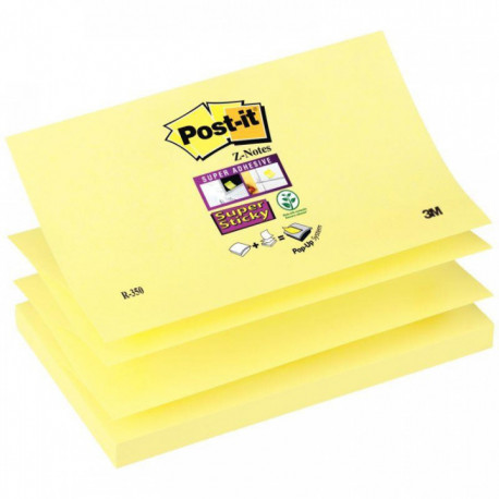 BLOC REPOSITIONNABLE  ZNOTES SUPER STICKY POSTIT JAUNE 90  FLES 76x127 MM 3M