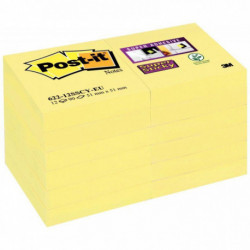 BLOC REPOSITIONNABLE 47,6X47,6 JAUNE *PQT12*90F SUPER STICKY POSTIT® BP825 PEFC NOTE