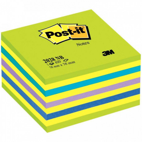 BLOC CUBE POST-IT 76 X 76 NEON BLEU/VERT 50036 POSTIT 50036