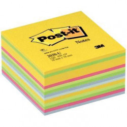 CUBE DE 450 FEUILLES DE NOTES POST-IT REPOSITIONNABLES 76 X 76 MM COULEURS ASSOR