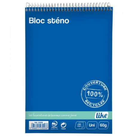 BLOC A5 60G UNI 180P  STÉNO SPIRALE 