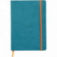 CARNET A5 LIGNE 160P 90G COUV SOUPLE TURQUOISE PAP. IVOIRE FERM. ELAST.RHODIORAMA PEFC 