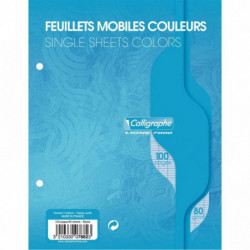 SACHET DE 50 FEUILLETS MOBILES (100 PAGES) FORMAT 17X22 CM SÉYÈS 80G COLORIS BLE