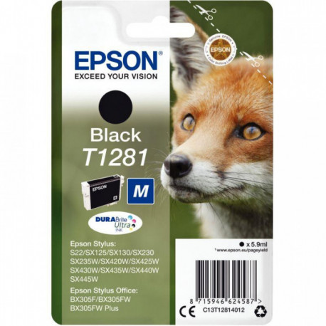 C13T128140 CART P/EPSON T1281 J.E PR STYLUS SX420W-SX130 NOIR 185 PAGES EPSON