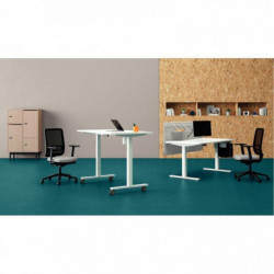 BUREAU À RÉGLAGE ÉLECTRIQUE GUERA L120XP80CM PLATEAU BLANCPIÈTEMENT BLANC