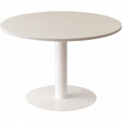 TABLE RONDE 6 PERSONNES DIAM 115 CM PIED BLANC PLATEAU BLANC TRE115.13.13