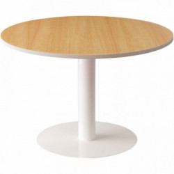 TABLE RONDE 6 PERSONNES DIAM 115 CM PIED BLANC PLATEAU HETRE TRE115.13.23