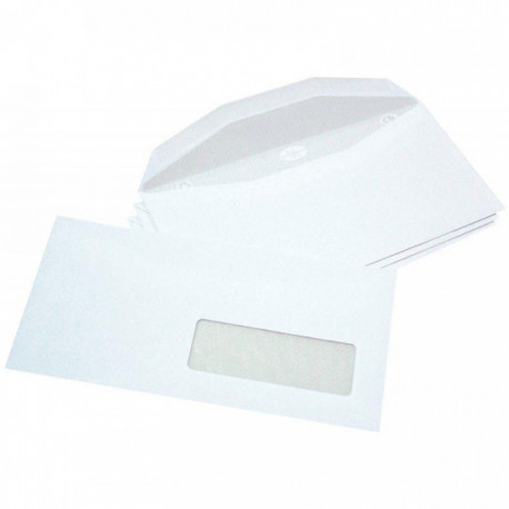 BOÎTE DE 1000 ENVELOPPES BLANCHES 114X229 80G/M² FENÊTRE 35X100 DE MISE SOUS PLI