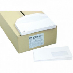 BOÎTE DE 1000 ENVELOPPES BLANCHES 114X229 80G/M² FENÊTRE 45X100 DE MISE SOUS PLI