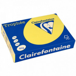 RAMETTE DE 500 FEUILLES DE PAPIER 80G DE FORMAT A4 JAUNE SOLEIL TROPHEE CLAIREFO