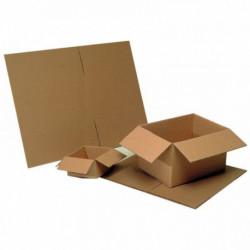 CAISSES AMERICAINES KRAFT DOUBLE CANNELURE 40x30x30CM *PQT10*FSC 100% COMPOSTABL