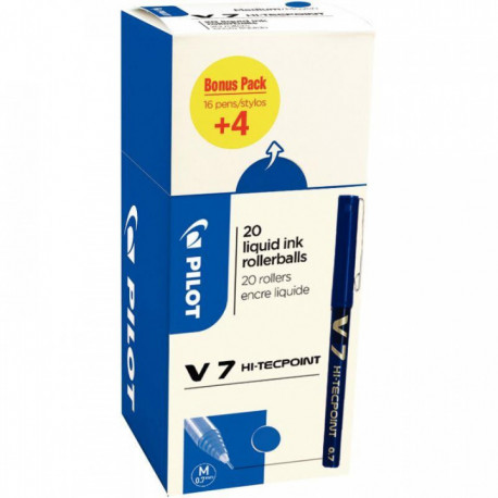 STYLO BLEU PILOT HI-TECPONIT V7 VALUE PACK 16+4 3131910516545