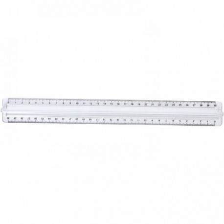 RÈGLE PLATE 2 BISEAUX TRIPLE DECIMETRE 30CM CRISTAL FTE330062