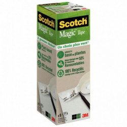 ADHESIF *PQT9* SCOTCH MAGIC VERT 810 RECYCLE 19MMx33M LOT DE 7+2 GRATUITS BP308