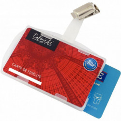 BADGE PORTE-CARTES AVEC CLIP - PQT25 -  P/2CARTES  54X85