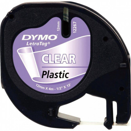 RUBAN LETRATAG PLASTIQUE 12267 S0721530  12MMx4M NOIR/TRANSPARENT DYMO S0721530