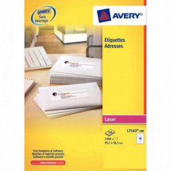 1200 ETIQUETTES LASER FT 63,5 X 72 BLANC AVERY L7164-100