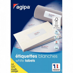 ÉTIQUETTES **BOÎTE DE 2100** MULTI-USAGES BLANCHES 70X42MM COINS DROITS